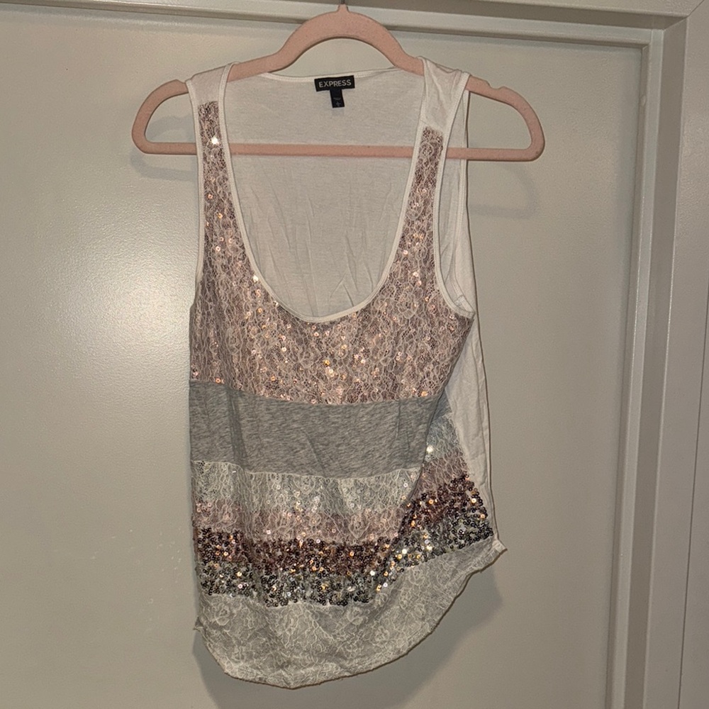 Express Women's Multi-Color Sequin Tank Top